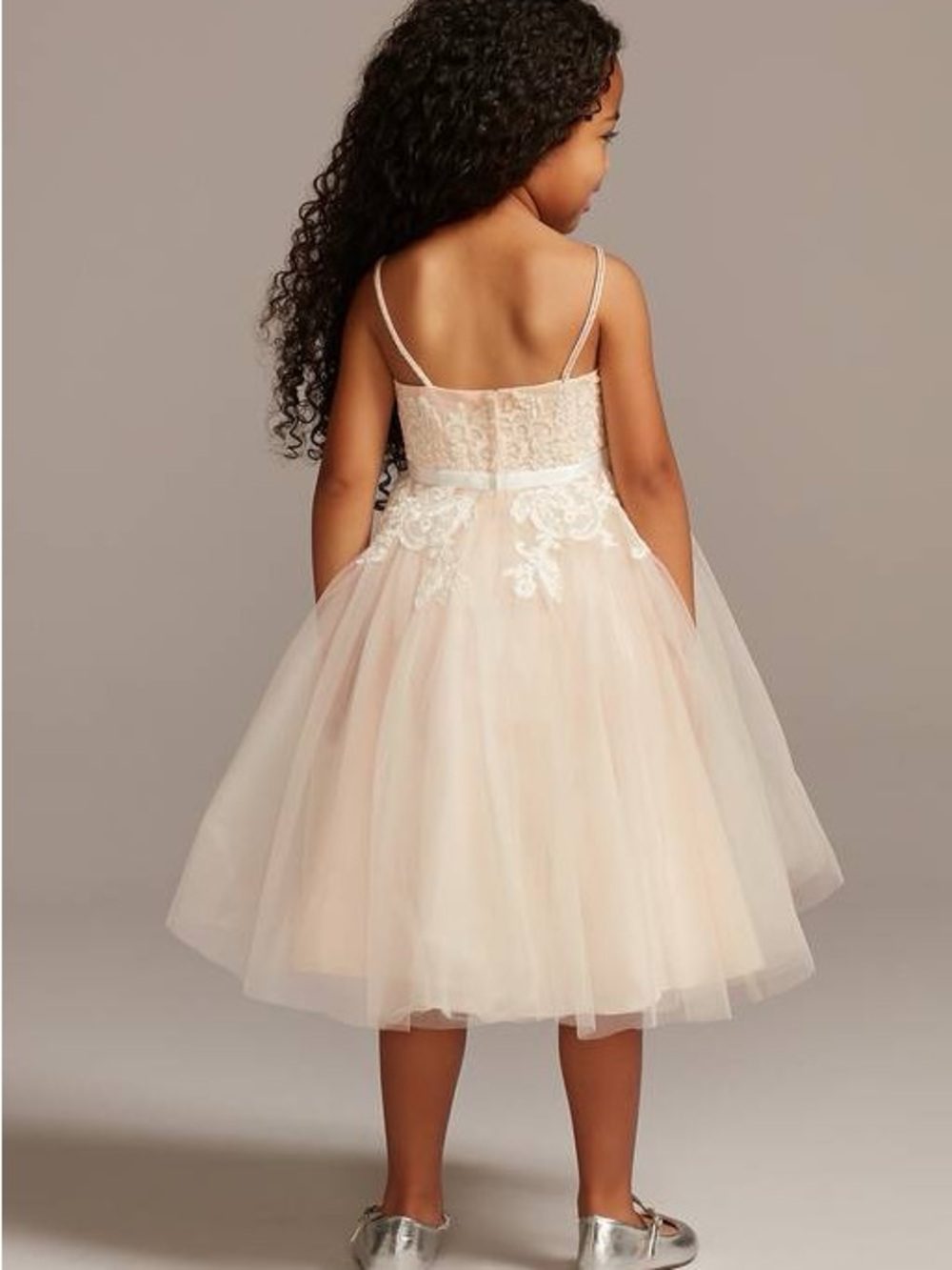 White David's Bridal Flower Girl Tulle Dress - Picture 2 of 12